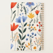Verspieltes, mitternachtsblaues florales Geburtsta Planer (Rückseite)