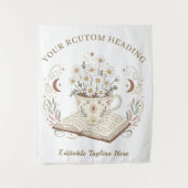 Verspieltes Neutrales Boho-Teetassen-Blumen-Design Wandteppich (Vorderseite)