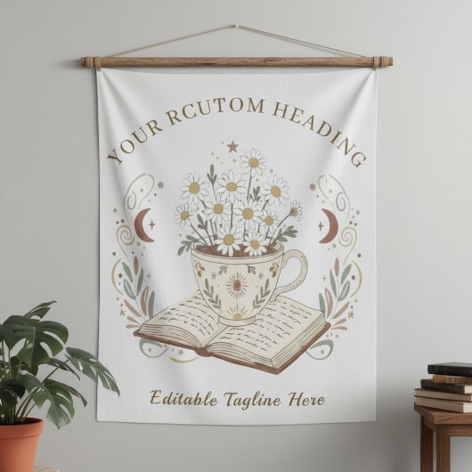 Verspieltes Neutrales Boho-Teetassen-Blumen-Design Wandteppich