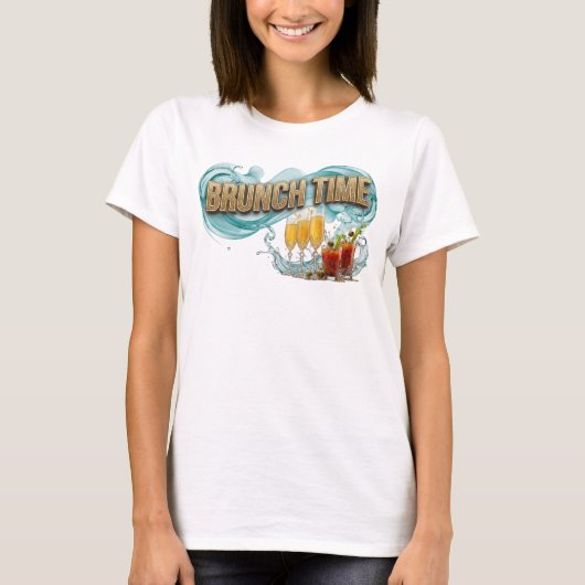 Verspieltes Orange BRUNCH TIME Textdesign T-Shirt (Vorderseite)