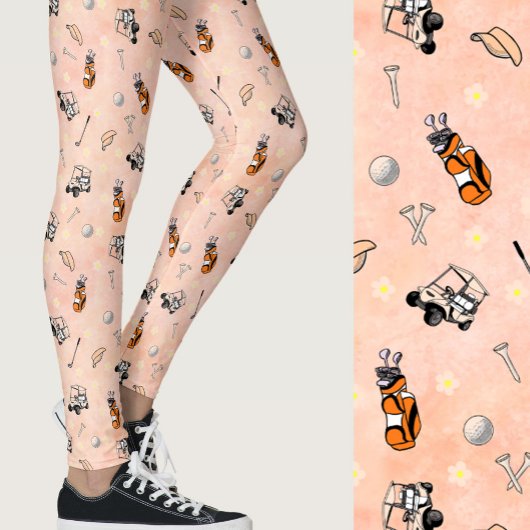 Verspieltes orangefarbenes, golfball-muster für Mä Leggings