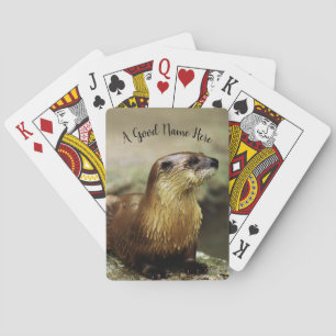 Verspieltes Otter-Porträt mit Namen personalisiere Spielkarten