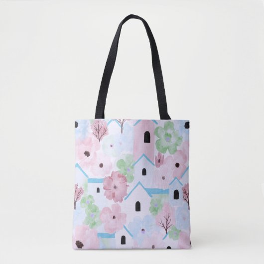 Verspieltes Pastell-Blumenmuster Tasche (Vorderseite)