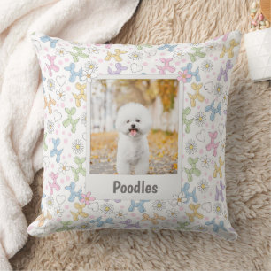 Verspieltes Pastell-Foto-Kissen mit Poodle-Motiv Kissen
