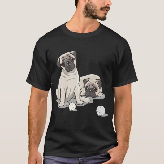Verspieltes Pug-Design T-Shirt (Vorderseite)