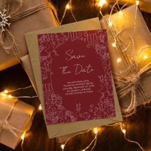 verspieltes Rentier & Winter Botanik - Weihnachten Save The Date