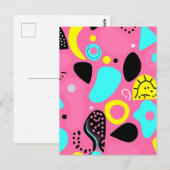 Verspieltes rosa abstraktes Formenmuster Postkarte (Vorne/Hinten)