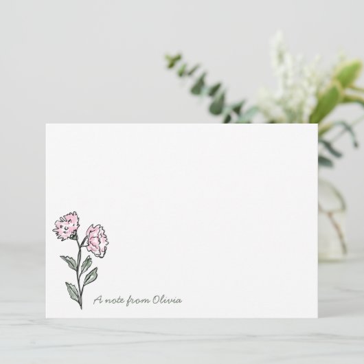Verspieltes rosa Blumenschreibwarenset Dankeskarte (Stehend Vorderseite)