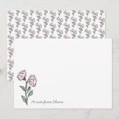 Verspieltes rosa Blumenschreibwarenset Dankeskarte (Vorne/Hinten)