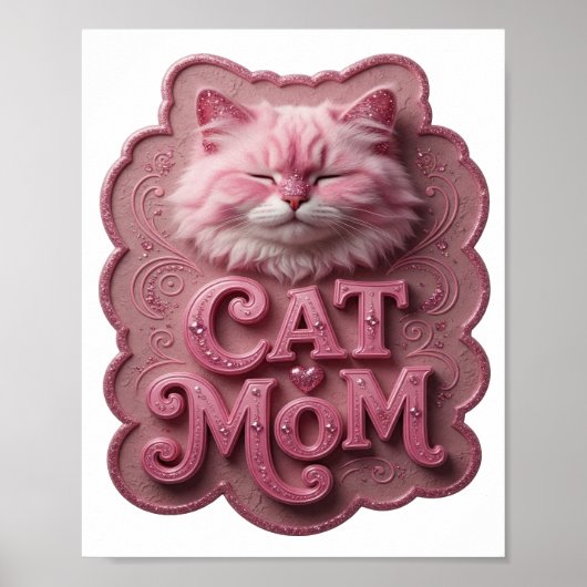 Verspieltes Rosa CAT MOM Poster (Vorne)