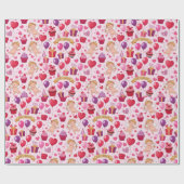 Verspieltes Rosa-Cupid-Geburtstagsballon-Muster Geschenkpapier (Flach)