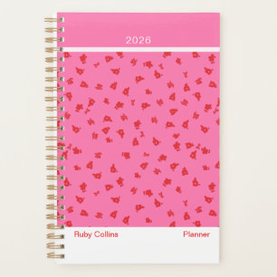 Verspieltes Rosa Minimalistisches Verstreutes Flor Planer