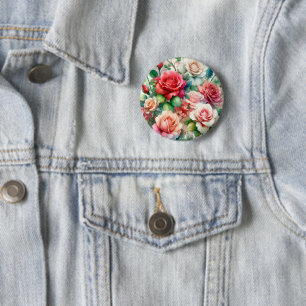 Verspieltes Rosenmuster Button