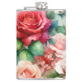 Verspieltes Rosenmuster Flachmann (Vorderseite)