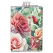 Verspieltes Rosenmuster Flachmann (Rückseite)