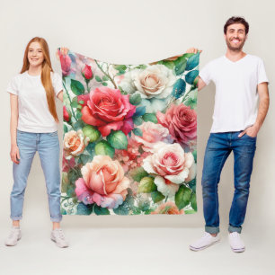 Verspieltes Rosenmuster Fleecedecke