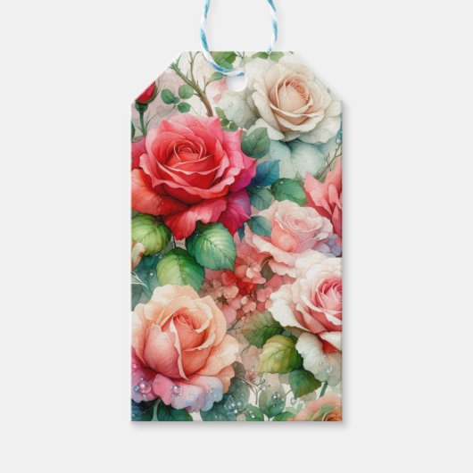 Verspieltes Rosenmuster Geschenkanhänger (Vorderseite)