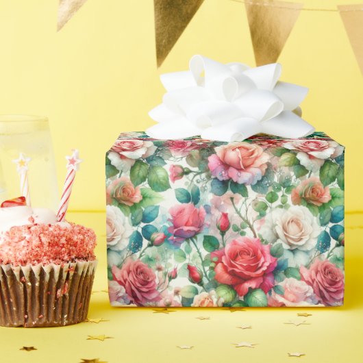 Verspieltes Rosenmuster Geschenkpapier (Geburtstagsparty)