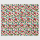 Verspieltes Rosenmuster Geschenkpapier (Flach)