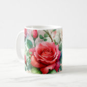 Verspieltes Rosenmuster Kaffeetasse (Vorderseite Links)