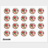 Verspieltes Rosenmuster Runder Aufkleber (Blatt)