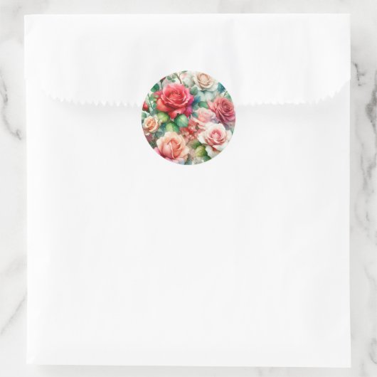Verspieltes Rosenmuster Runder Aufkleber (Tasche)