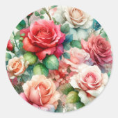 Verspieltes Rosenmuster Runder Aufkleber (Vorderseite)