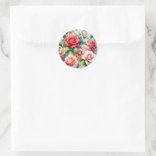 Verspieltes Rosenmuster Runder Aufkleber