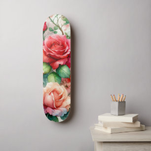 Verspieltes Rosenmuster Skateboard