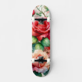 Verspieltes Rosenmuster Skateboard (Vorderseite)