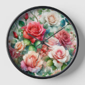 Verspieltes Rosenmuster Uhr (Vorderseite)