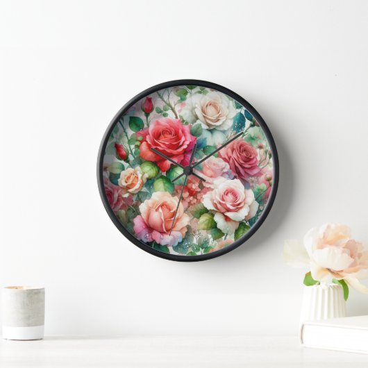 Verspieltes Rosenmuster Uhr (Zuhause)
