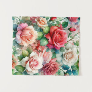 Verspieltes Rosenmuster Wandteppich