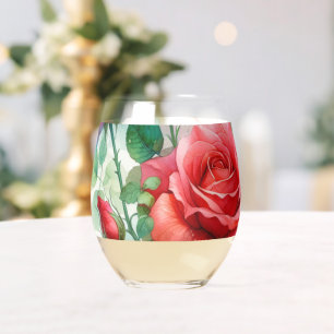 Verspieltes Rosenmuster Weinglas Ohne Stiel