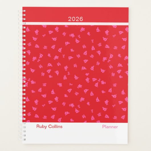 Verspieltes rotes modernes Floral Planer (Vorderseite)