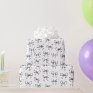 Verspieltes Schleifen-Doodle-Muster Neutral Geschenkpapier