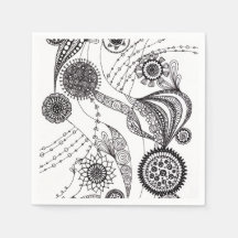 Verspieltes Schwarz-Weiß-Blumen-Mandala-Zentangle
