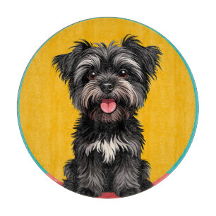 Verspieltes Schwarz-Weiß-Terrier-Welpenporträt Schneidebrett