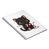 Verspieltes schwarzes Katzen-Chibi-Design Notizblock (Rechte Seite)