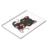 Verspieltes schwarzes Katzen-Chibi-Design Notizblock (Linke Seite)