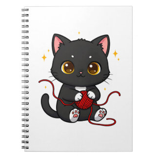 Verspieltes schwarzes Katzen-Chibi-Design Notizblock