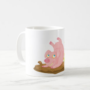 Verspieltes Schwein im Schlamm Lustiges Farmtier Kaffeetasse