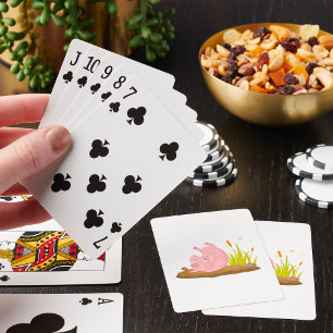 Verspieltes Schwein im Schlamm Lustiges Farmtier Spielkarten