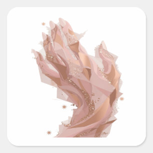Verspieltes Silber ROSE GOLD GLITZER UND STERNE Quadratischer Aufkleber