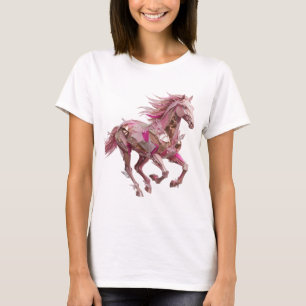 Verspieltes Silbernes PINK HORSE Modernes Design T-Shirt