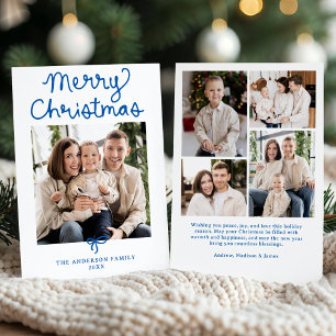 Verspieltes Skript Blaues Schleife Weihnachten 5 F
