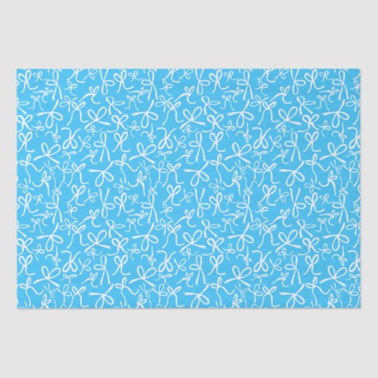 Verspieltes süßes blau-weißes Bogen-Muster Mädchen Seidenpapier (Vorderseite)