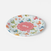 Verspieltes tropisches Fischmuster Pappteller (Schrägansicht)