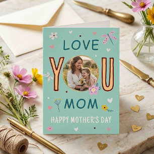 Verspieltes Türkis Foto Liebe Mama Muttertag Karte