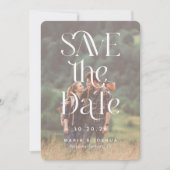 Verspieltes Typografy Wedding Foto Save the Date (Vorderseite)